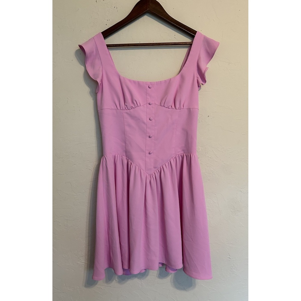 Amanda Uprichard Holland Dress S Pink Mini Milkmaid NWOT Dainty Flutter Flounce